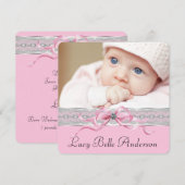 Parels Roze Baby Meisje Geboorte Aankondigingen (Voorkant / Achterkant)