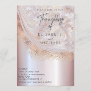 Parels roze goud marmer agaat kalligrafie metaal kaart