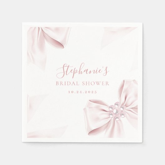 Parels Roze Lint Bruiloft Uitnodiging Servetten (Voorkant)