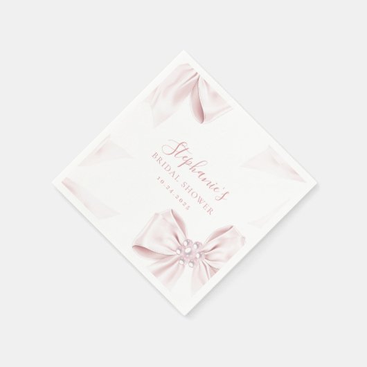 Parels Roze Lint Bruiloft Uitnodiging Servetten (Hoek)