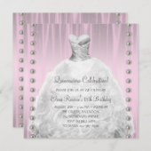 Parels Roze Quinceanera Kaart (Voorkant / Achterkant)