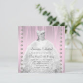 Parels Roze Quinceanera Kaart (Staand voorkant)