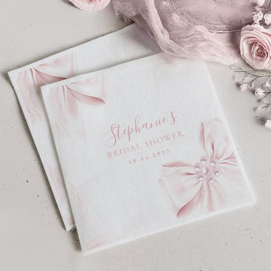 Parels Roze Strik Bruidsdouche Servetten