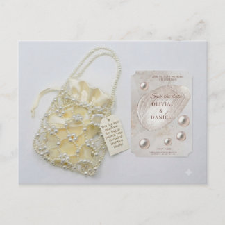 Parels Save the Date Kaart & Zakje Idee