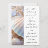 Parels Schelpen Elegante klassieke bruiloft uitnod Kaart (Voorkant)