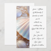 Parels Schelpen Elegante klassieke bruiloft uitnod Kaart (Voorkant / Achterkant)