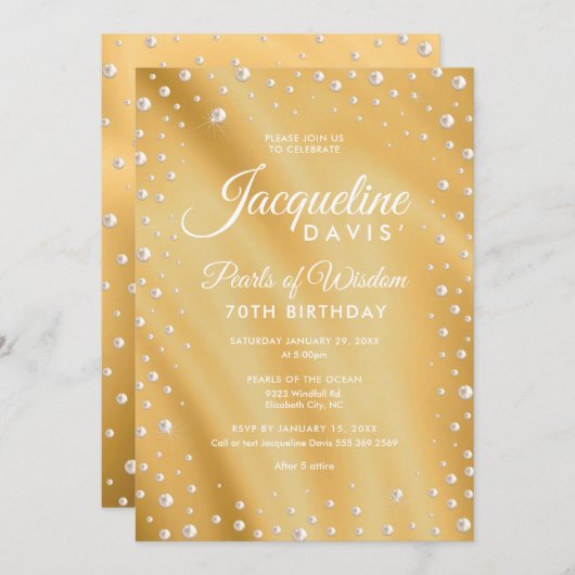 Parels van Wisdom Gold en Pearl Birthday Kaart (Voorkant / Achterkant)