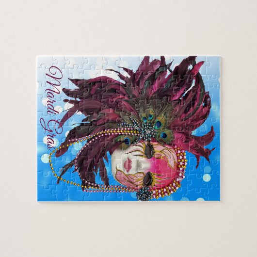 Parels, Veren en het Masker van Mardi Gras Legpuzzel (Horizontaal)