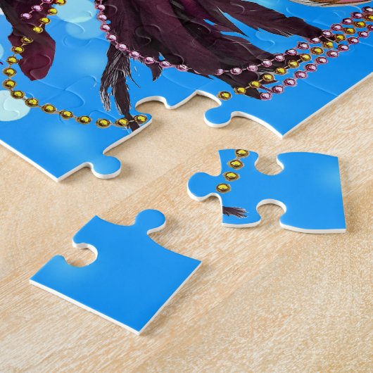 Parels, Veren en het Masker van Mardi Gras Legpuzzel (Zijkant)