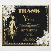 Parels Witte Bloemen Art Deco Gatsby 20s Verjaarda Bier Etiket (Enkel label)