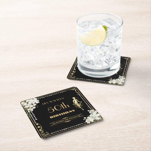 Parels Witte Bloemen Art Deco Gatsby 20s Verjaarda Kartonnen Onderzetters (Insitu)