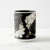 Parels Witte Bloemen Art Deco Gatsby 20s Verjaarda Mok (Midden)
