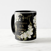 Parels Witte Bloemen Art Deco Gatsby 20s Verjaarda Mok (Voorkant links)