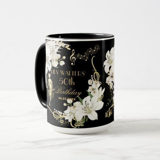 Parels Witte Bloemen Art Deco Gatsby 20s Verjaarda Mok (Voorkant links)