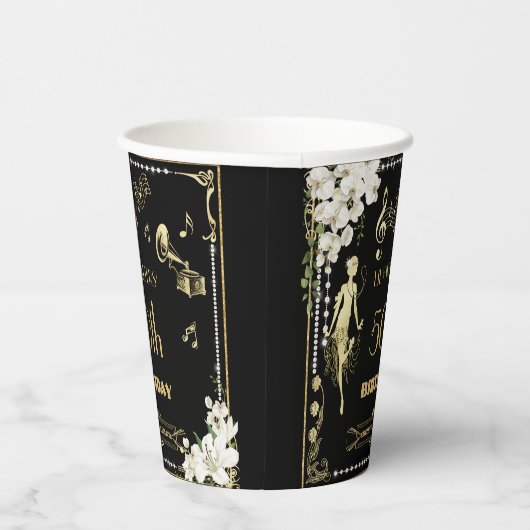 Parels Witte Bloemen Art Deco Gatsby 20s Verjaarda Papieren Bekers (Rechts)
