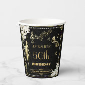 Parels Witte Bloemen Art Deco Gatsby 20s Verjaarda Papieren Bekers (Voorkant)