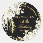 Parels Witte Bloemen Art Deco Gatsby 20s Verjaarda Ronde Sticker (Voorkant)