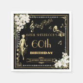 Parels Witte Bloemen Art Deco Gatsby 20s Verjaarda Servet (Voorkant)