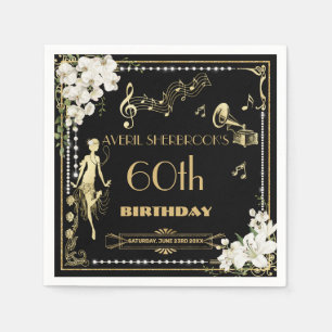 Parels Witte Bloemen Art Deco Gatsby 20s Verjaarda Servet