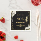 Parels Witte Bloemen Art Deco Gatsby 20s Verjaarda Servet (Insitu)