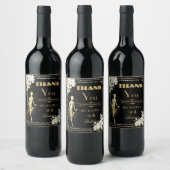 Parels Witte Bloemen Art Deco Gatsby 20s Verjaarda Wijn Etiket (Flessen)