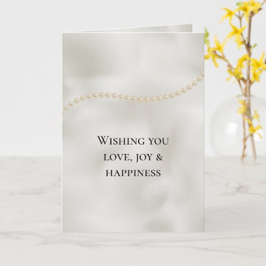 Parels Witte Luxe bruiloft Kaart (Gele Bloem)