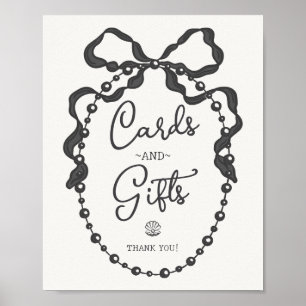 Parels Zwart Coquette Boog Kaarten & Geschenken Te Poster
