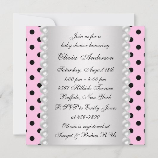 Parels Zwart Roze lieveheersbeestje Baby Meisje Do Kaart (Achterkant)