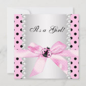 Parels Zwart Roze lieveheersbeestje Baby Meisje Do Kaart (Voorkant)