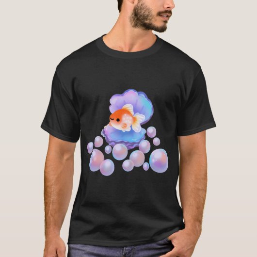 Parelschub goudvis met parels t-shirt (Voorkant)