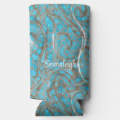 Parelschuimend marmeren steen met monogram seltzer blikjeskoeler (Achterkant)