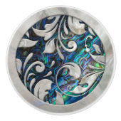 Parelsgewijs scrollwerk op Abalone Schelp Keramische Knop (Voorkant)
