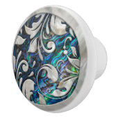 Parelsgewijs scrollwerk op Abalone Schelp Keramische Knop (Rechts)