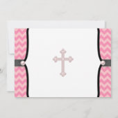 Parelsgewijze Roze Chevron Doopfeest Kaart (Achterkant)