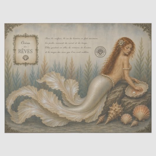 Parelsirene Decoupage Vintage Kustsirene Tissuepapier (Voorkant)