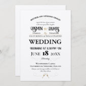 Parelsluier Heritage Font Bruiloft Kaart (Voorkant / Achterkant)