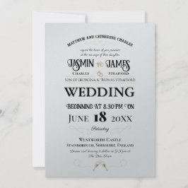 Parelsluier Heritage Font Bruiloft Kaart