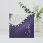 Parelsquare verjaardagsuitnodiging kaart (Staand voorkant)