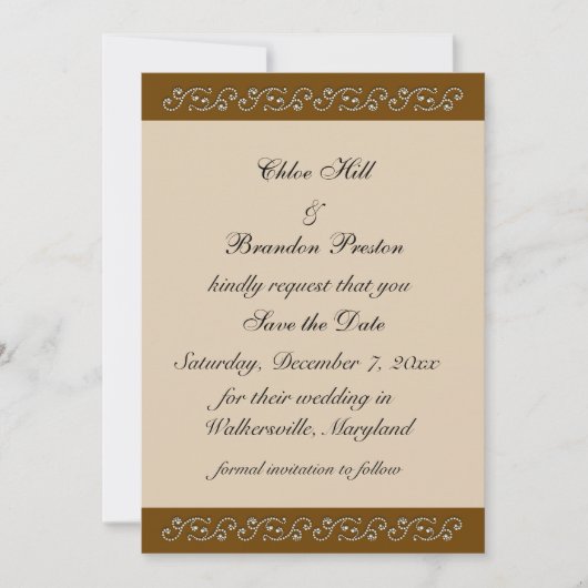 Parelsuiker op Mocha Save the Date (Voorkant)