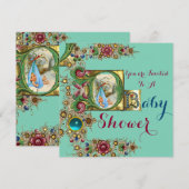 PARELTJES EN BLAUWE VLOEISTONIJN BABY SHOWER KAART (Voorkant / Achterkant)