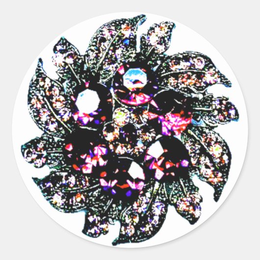 Pareltjes en juwelen ronde sticker (Voorkant)