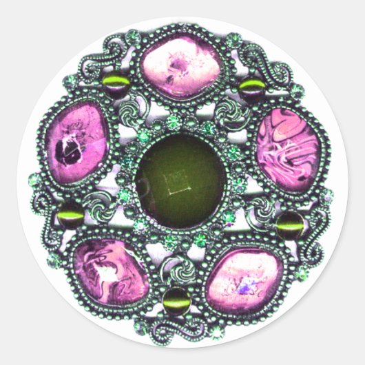 Pareltjes en juwelen ronde sticker (Voorkant)