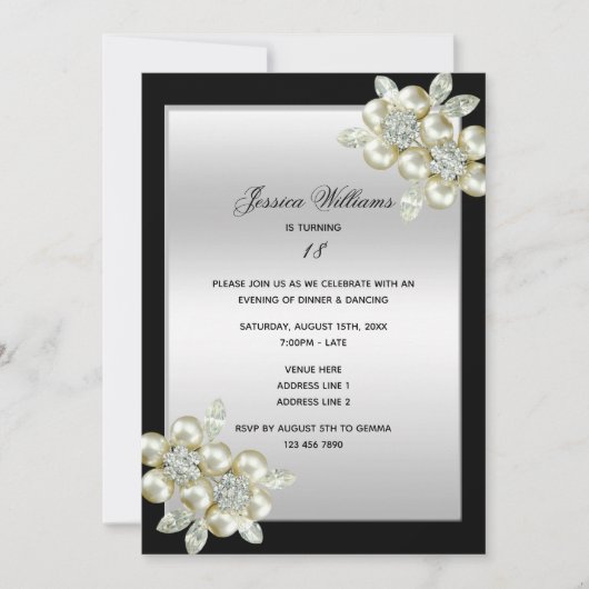 Pareltjes van Classy Floral Diamonds Kaart (Voorkant)