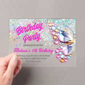 Pareltjes vlinder verjaardagsuitnodiging acryl uitnodigingen (Insitu (Draagbaar))