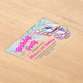 Pareltjes vlinder verjaardagsuitnodiging acryl uitnodigingen (Laagn)