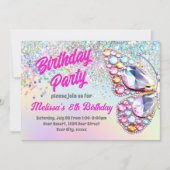 Pareltjes vlinder verjaardagsuitnodiging kaart (Voorkant)