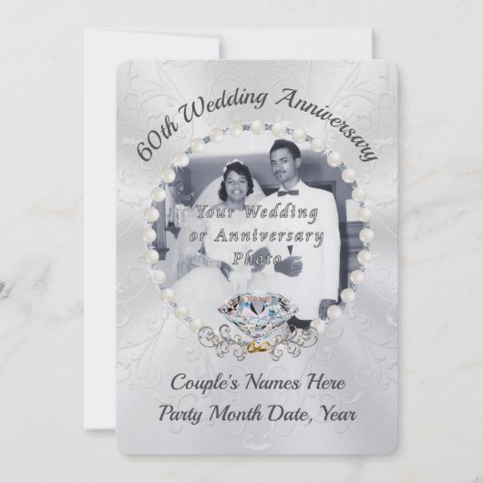 Pareluw Pearl Shimmer uitnodigingen voor 60-jarig  (Voorkant)