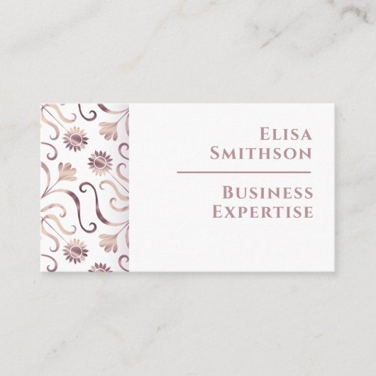 Parelwitte bloemendamaske Elegant paars patroon Visitekaartje (Voorkant)