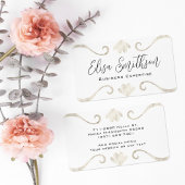 Parelwitte zilveren bloemrijke elegante luxe vrouw visitekaartje