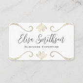 Parelwitte zilveren bloemrijke elegante luxe vrouw visitekaartje (Voorkant)